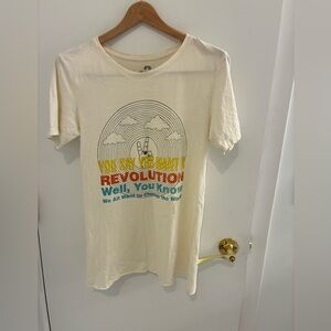 Cream Graphic T-Shirt with XS Beatles NWOT Lennon &  McCartney Recycled Karma